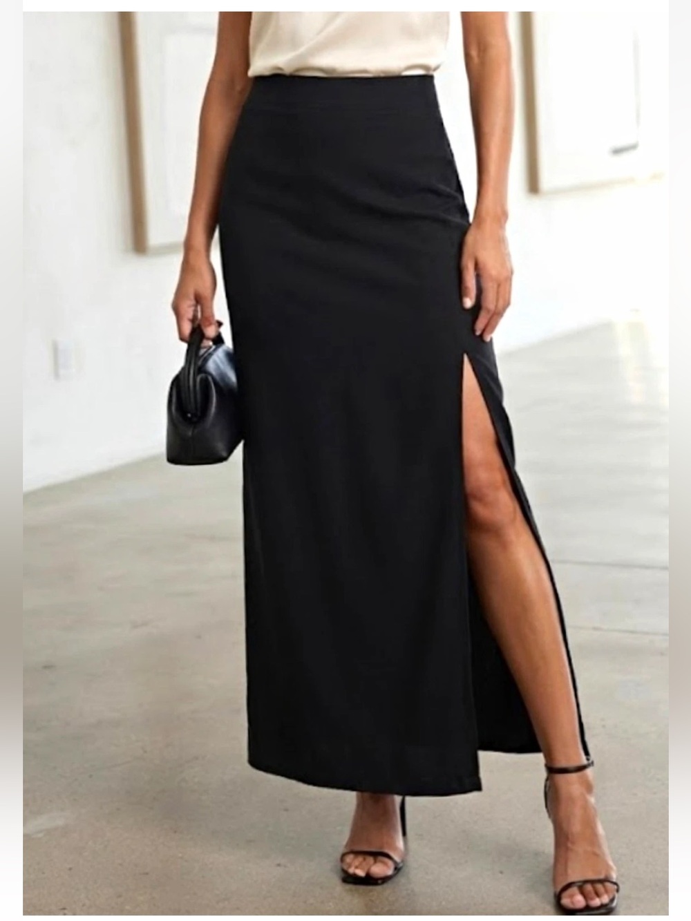 Boston Proper Black Travel Maxi Skirt | M